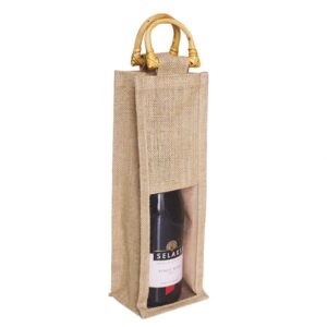 Eco Jute-201 Natural Jute Wine Gift Bag with Bamboo Handles