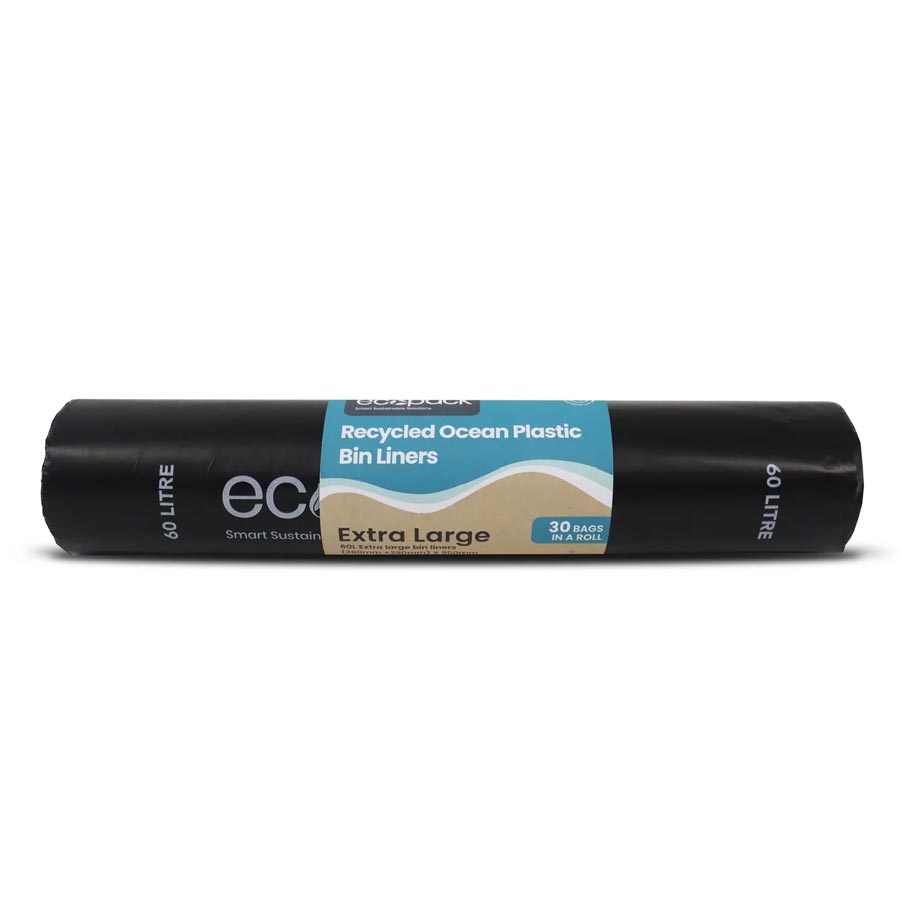 Eco Bio-Degradable -5504 XL Ocean-Bound Plastic/Recycled 60L Bin Liners